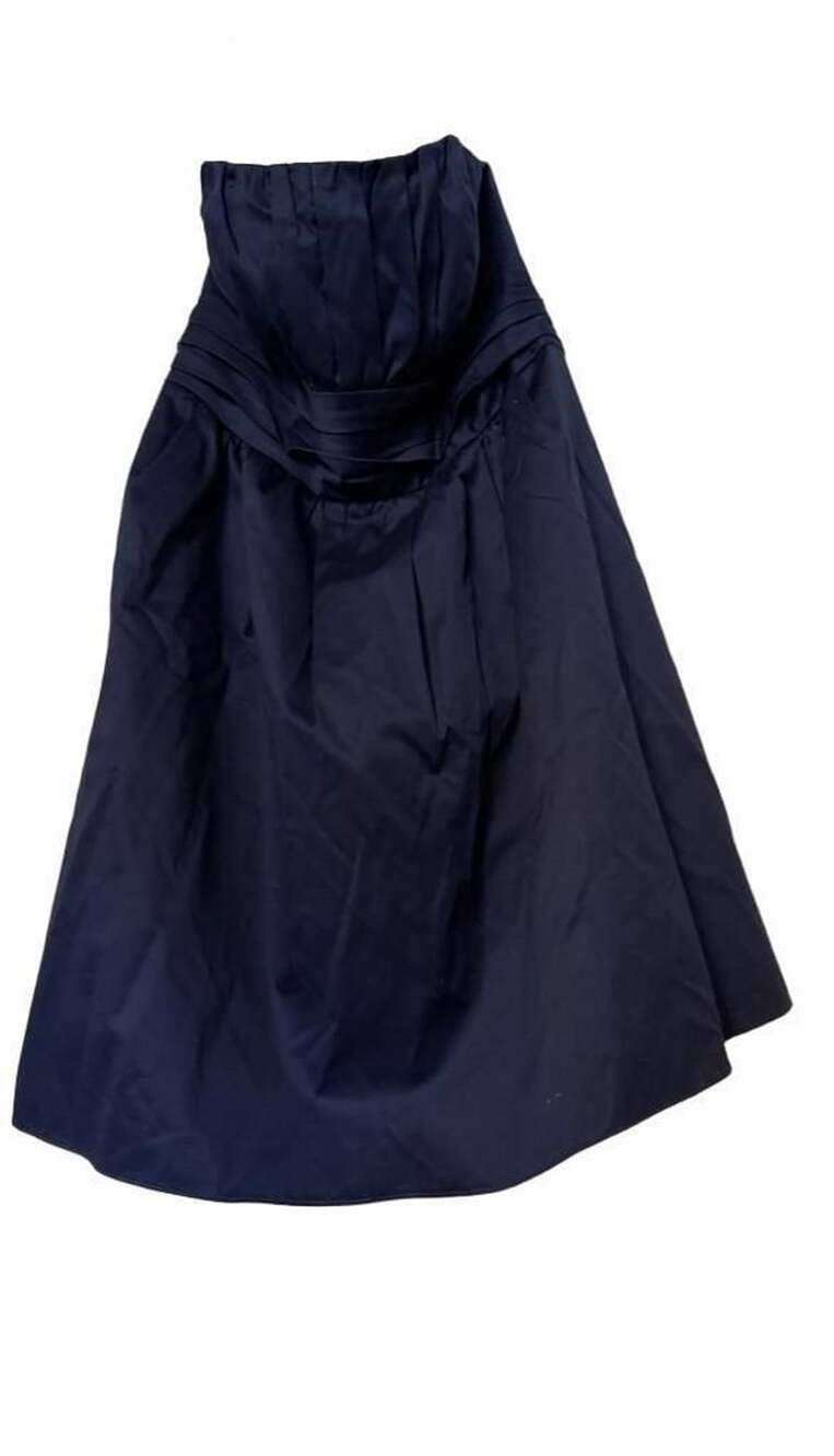 David's Bridal Navy Blue Strapless Ruched Dress